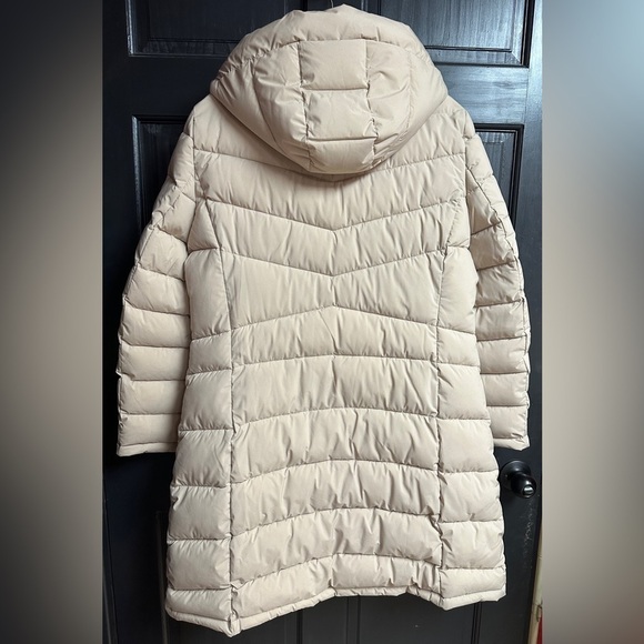 Calvin Klein NWOT Quilted Hooded Puffer Coat Beige/Tan Women’s Size XL - Picture 2 of 15